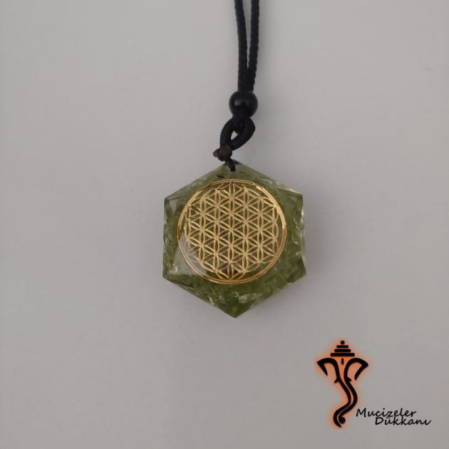 Peridot  Yaşam Çiçeği Kolye
