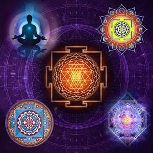 sri yantra ve vedik spiritüel enerji sembolleri